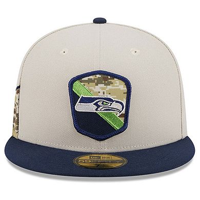 Men's New Era  Stone/College Navy Seattle Seahawks 2023 Salute To Service 59FIFTY Fitted Hat