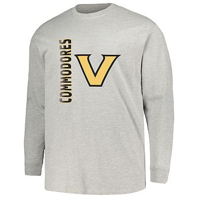 Men's Profile Gray Vanderbilt Commodores Big & Tall Mascot Long Sleeve T-Shirt