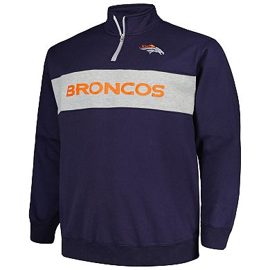 Men's Profile Navy Denver Broncos Big & Tall Fleece Quarter-Zip Jacket