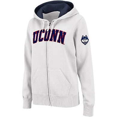 Women's Colosseum White UConn Huskies Arched Name Full-Zip Hoodie