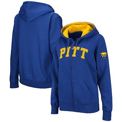 Women's Colosseum  Royal Pitt Panthers Arched Name Full-Zip Hoodie