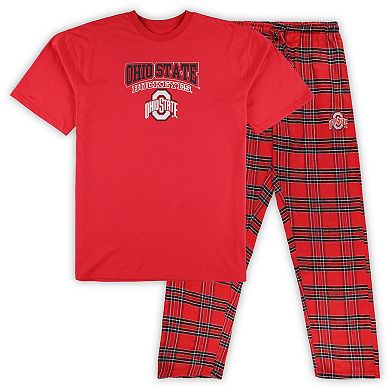 Men's Profile Scarlet/Black Ohio State Buckeyes Big & Tall 2-Pack T-Shirt & Flannel Pants Set