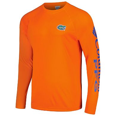 Men's Columbia Orange Florida Gators Terminal Tackle Omni-Shade Raglan Long Sleeve T-Shirt