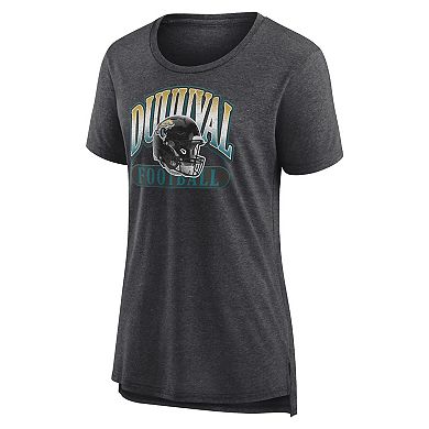 Women's Fanatics Branded  Heather Charcoal Jacksonville Jaguars Our Pastime Tri-Blend T-Shirt