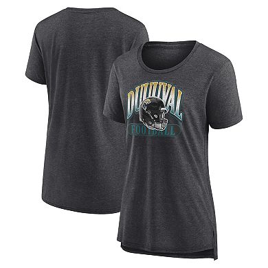 Women's Fanatics Branded  Heather Charcoal Jacksonville Jaguars Our Pastime Tri-Blend T-Shirt