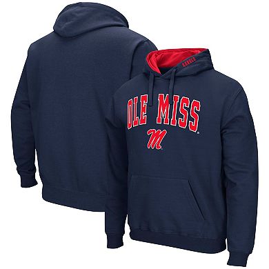 Men's Colosseum Navy Ole Miss Rebels Arch & Logo 3.0 Pullover Hoodie