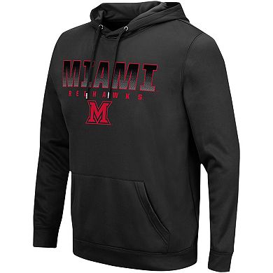 Men's Colosseum Miami University RedHawks Blackout 3.0 Pullover Hoodie