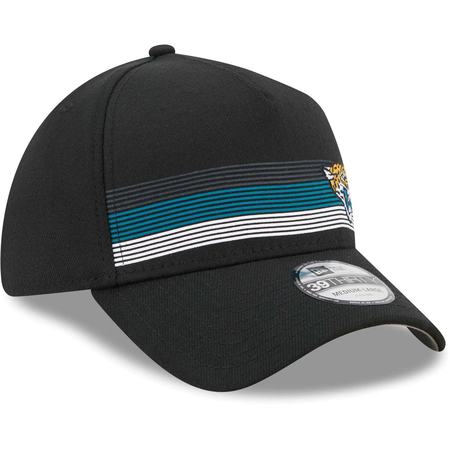 Men's New Era Black Jacksonville Jaguars Flawless Stripe 39THIRTY Flex Hat