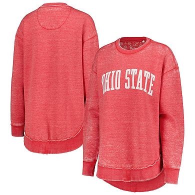 Women's Pressbox Scarlet Ohio State Buckeyes Vintage Wash Pullover Sweatshirt