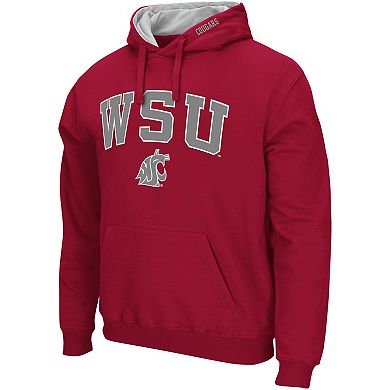 Men's Colosseum Crimson Washington State Cougars Arch & Logo 3.0 Pullover Hoodie