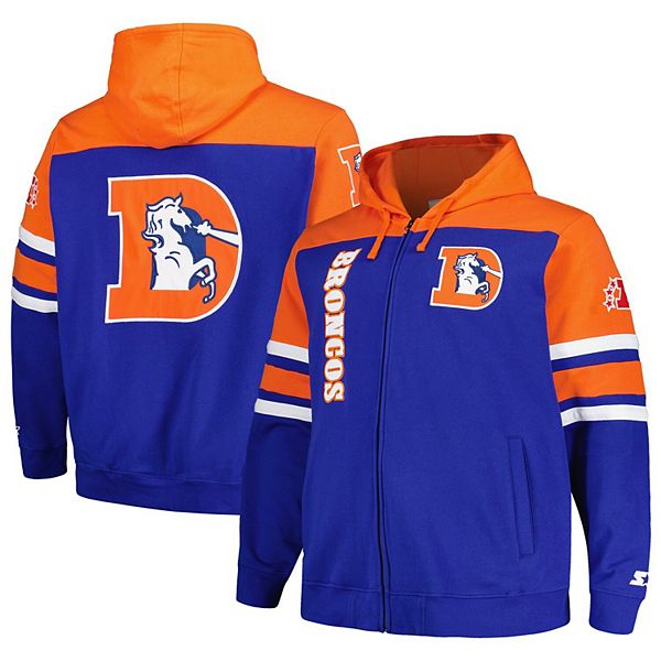 Men's Starter Royal/Orange Denver Broncos Extreme Full-Zip Hoodie