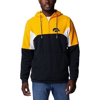Men's Columbia Black Iowa Hawkeyes Lodge Quarter-Zip Hoodie