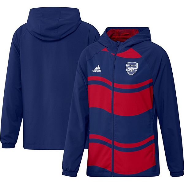 Men's adidas Blue Arsenal Graphic Raglan Full-Zip Windbreaker Jacket