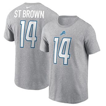 Men's Nike Amon-Ra St. Brown Gray Detroit Lions Player Name & Number T-Shirt