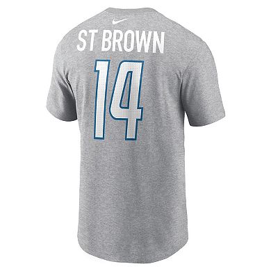 Men's Nike Amon-Ra St. Brown Gray Detroit Lions Player Name & Number T-Shirt