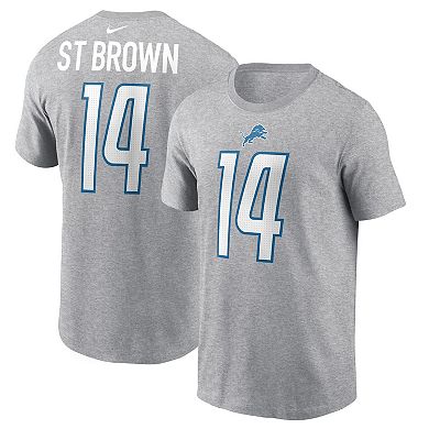 Men's Nike Amon-Ra St. Brown  Gray Detroit Lions  Player Name & Number T-Shirt