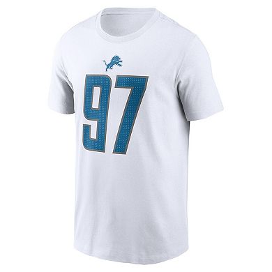 Men's Nike Aidan Hutchinson  White Detroit Lions  Player Name & Number T-Shirt