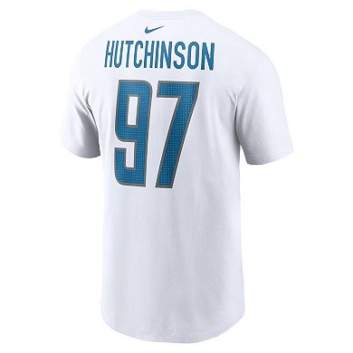 Men's Nike Aidan Hutchinson  White Detroit Lions  Player Name & Number T-Shirt