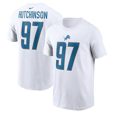 Men's Nike Aidan Hutchinson  White Detroit Lions  Player Name & Number T-Shirt