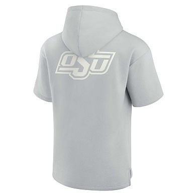Unisex Fanatics Signature Gray Oklahoma State Cowboys Super Soft Fleece Short Sleeve Pullover Hoodie
