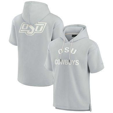 Unisex Fanatics Signature Gray Oklahoma State Cowboys Super Soft Fleece Short Sleeve Pullover Hoodie