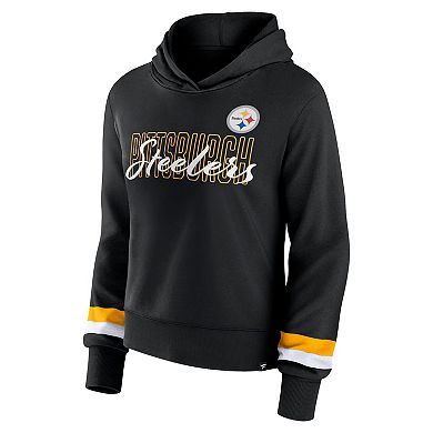 Women's Fanatics Branded Black Pittsburgh Steelers Over Under Pullover Hoodie