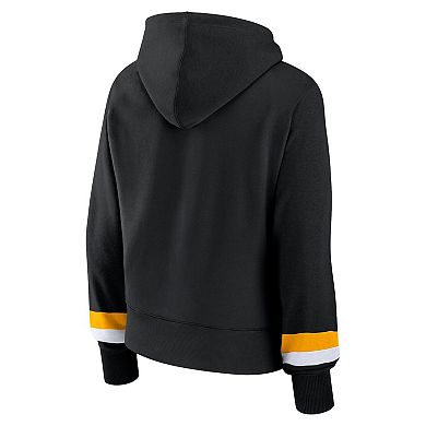 Women's Fanatics Branded Black Pittsburgh Steelers Over Under Pullover Hoodie