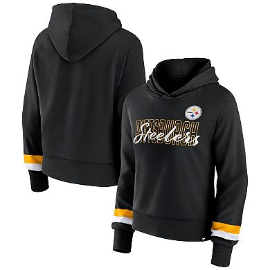 Women's Fanatics Branded Black Pittsburgh Steelers Over Under Pullover Hoodie