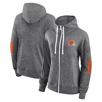 Women's Fanatics Branded Heather Charcoal Cleveland Browns Opening Coin Flip Hoodie Full-Zip Sweatshirt