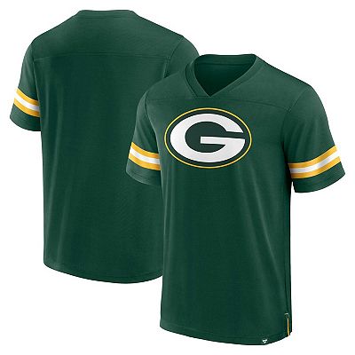 Men s Fanatics Branded Green Green Bay Packers Jersey Tackle V Neck T Shirt