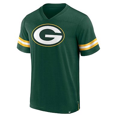 Men's Fanatics Branded Green Green Bay Packers Jersey Tackle V-Neck T-Shirt