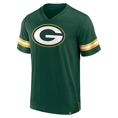 Men's Fanatics Branded  Green Green Bay Packers Jersey Tackle V-Neck T-Shirt