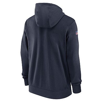 Men's Nike Navy Chicago Bears Sideline Club Performance Full-Zip Hoodie