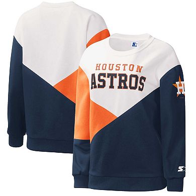Women's Starter White/Navy Houston Astros Shutout Pullover Sweatshirt