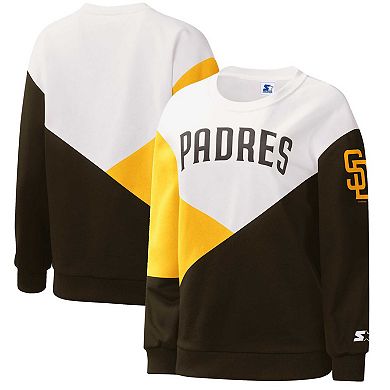 Women's Starter White/Brown San Diego Padres Shutout Pullover Sweatshirt