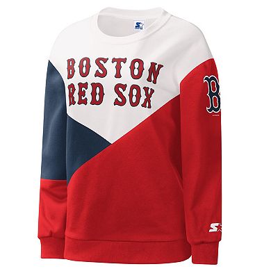 Women's Starter White/Red Boston Red Sox Shutout Pullover Sweatshirt