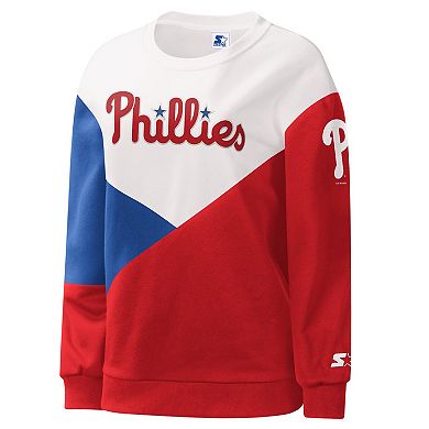 Women's Starter White/Red Philadelphia Phillies Shutout Pullover Sweatshirt