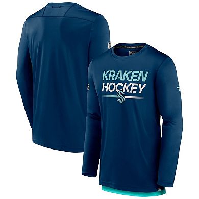 Men's Fanatics Branded Deep Sea Blue Seattle Kraken Authentic Pro Long Sleeve T-Shirt