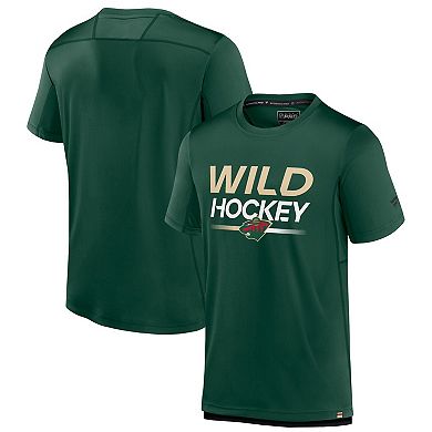 Men's Fanatics Branded  Green Minnesota Wild Authentic Pro Tech T-Shirt
