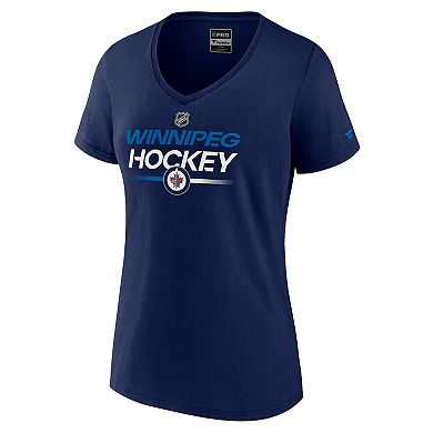 Women's Fanatics Branded  Navy Winnipeg Jets Authentic Pro V-Neck T-Shirt
