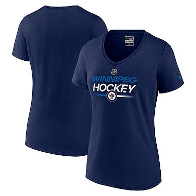 Women's Fanatics Branded  Navy Winnipeg Jets Authentic Pro V-Neck T-Shirt