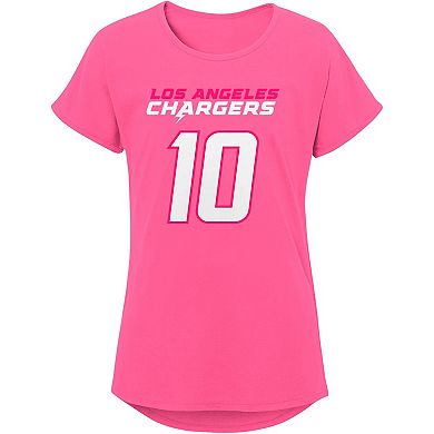 Girls Youth Justin Herbert Pink Los Angeles Chargers Player Name & Number T-Shirt