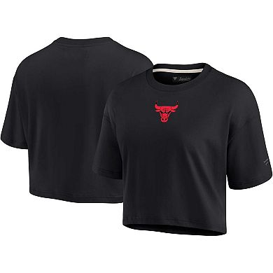 Women's Fanatics Signature Black Chicago Bulls Super Soft Boxy Cropped T-Shirt