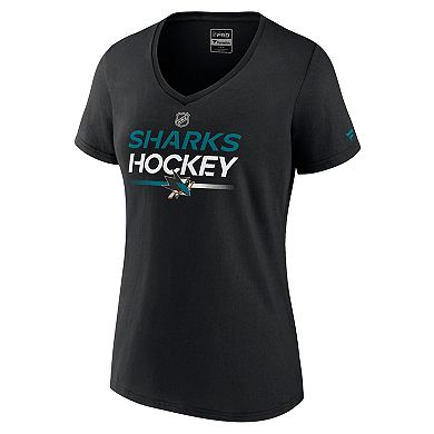 Women's Fanatics Branded  Black San Jose Sharks Authentic Pro V-Neck T-Shirt