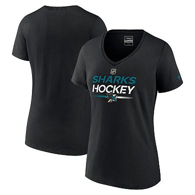 Women's Fanatics Branded  Black San Jose Sharks Authentic Pro V-Neck T-Shirt