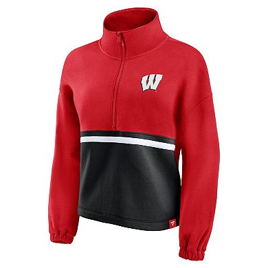 Women's Fanatics Branded Red Wisconsin Badgers Fleece Half-Zip Jacket
