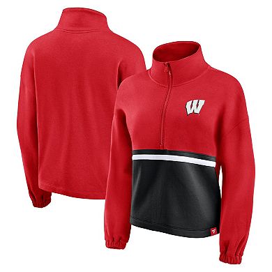 Women's Fanatics Branded Red Wisconsin Badgers Fleece Half-Zip Jacket