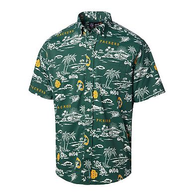 Men's Reyn Spooner Green Green Bay Packers Throwback Kekai Print Button-Up Shirt