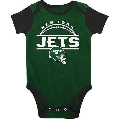 Newborn & Infant Green/Black New York Jets Home Field Advantage Three-Piece Bodysuit, Bib & Booties Set