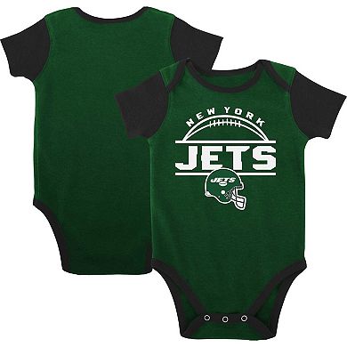 Newborn & Infant Green/Black New York Jets Home Field Advantage Three-Piece Bodysuit, Bib & Booties Set
